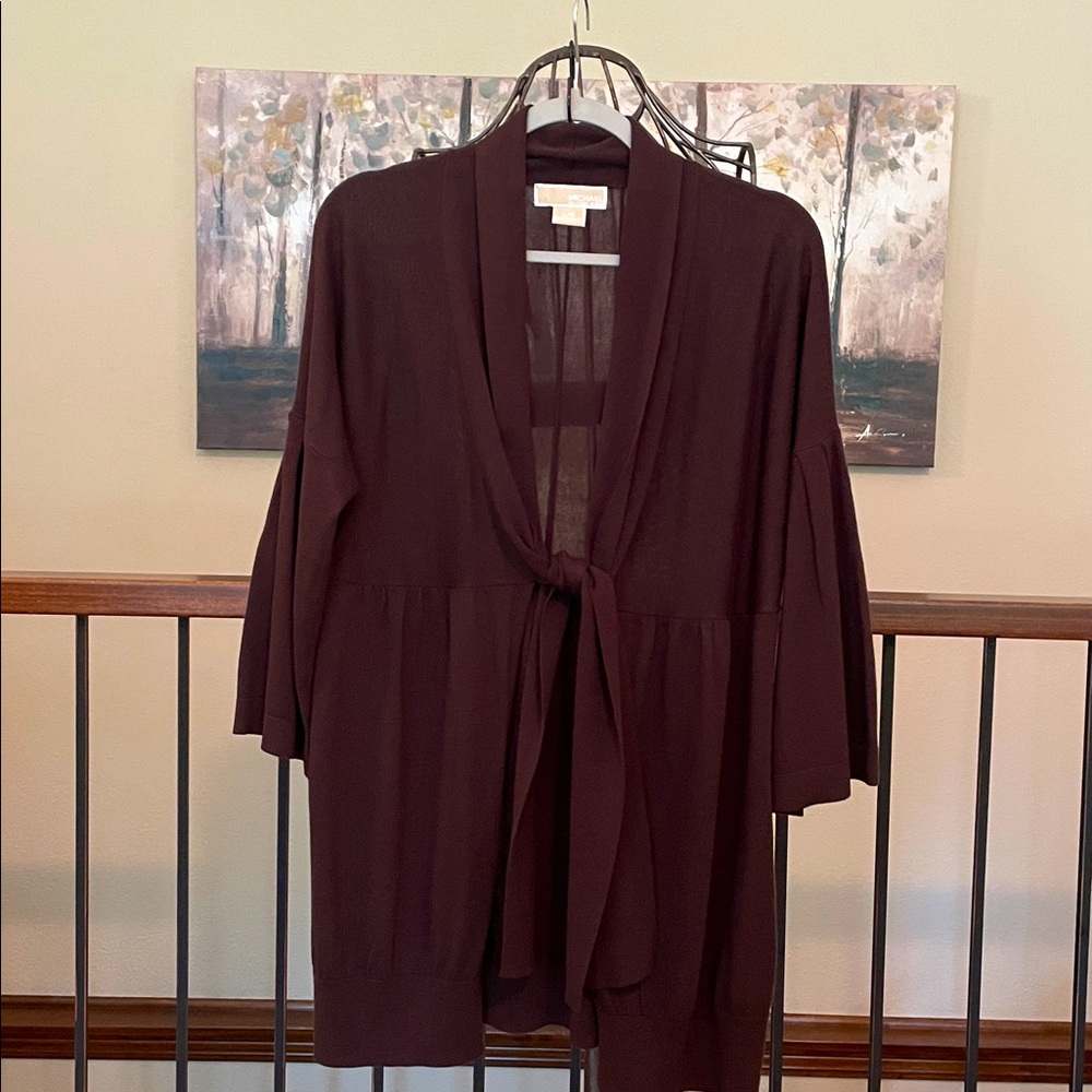 New Michael Kors Front Tie Brown Sweater Size  Large